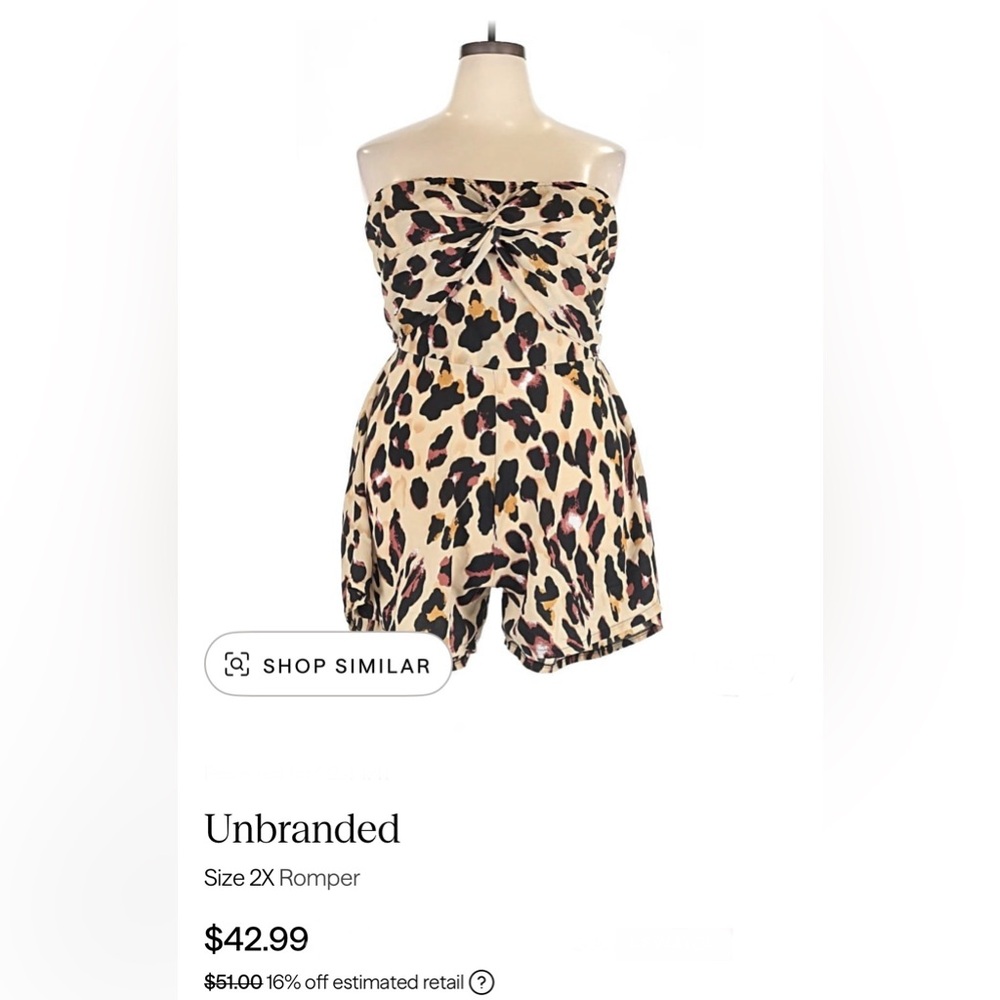 Leopard Print Strapless Romper - Picture 2 of 4